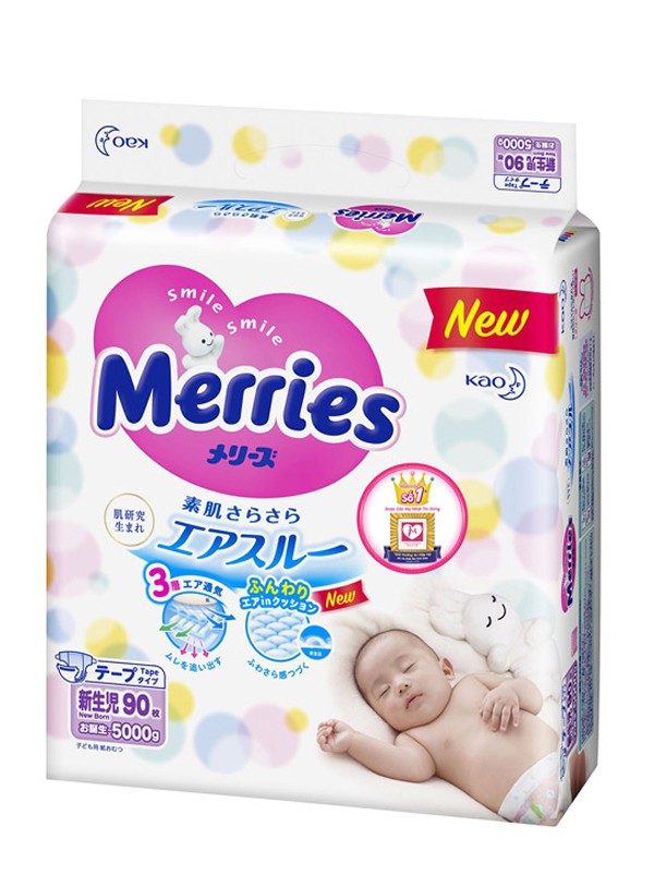 Bỉm Merries Newborn 90 miếng (dưới 5kg)