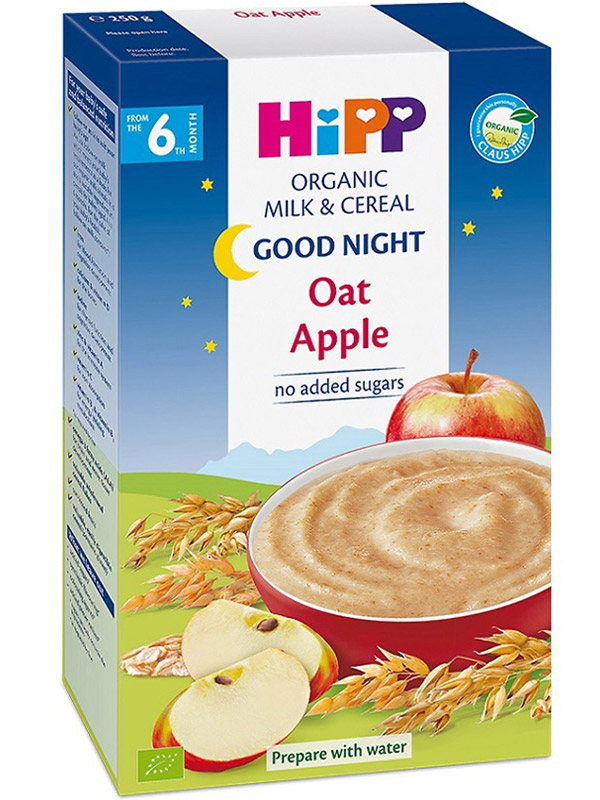 Bột dinh dưỡng Hipp chúc ngủ ngon sữa, yến mạch, táo tây (250g)