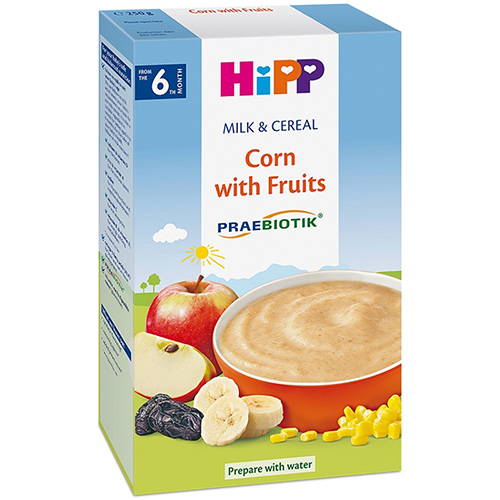 Bột dinh dưỡng HiPP hoa quả sữa, bắp 1