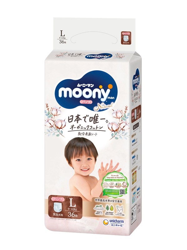 Bỉm – Tã quần Moony Natural size L36 miếng (cho bé 9 – 14kg) 1
